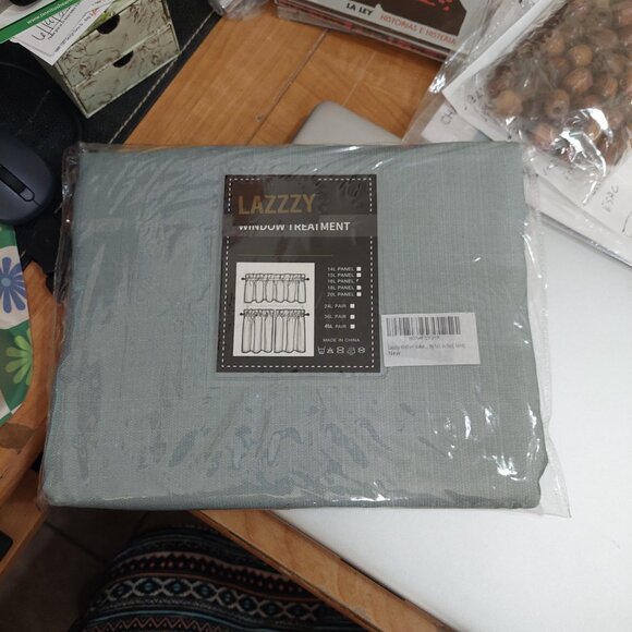 Lazzzy Kitchen Valance Panel with Tabs 16L x 59 W Color Mint - Picture 2 of 3